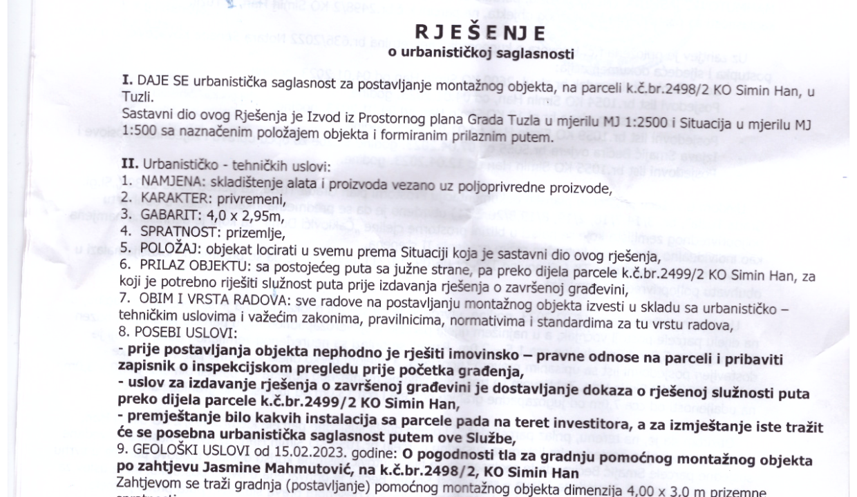 URBANISTIČKA DOZVOLA 1
